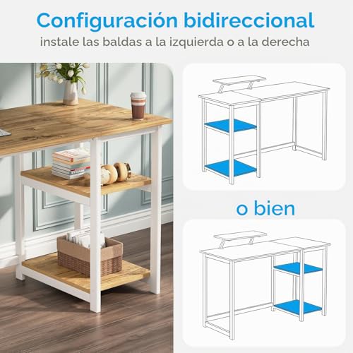 Miniatura 6 de Greenforest Escritorio De Computadora,Mesa De Computadora Portátil Con Almacenamiento Para Controlador,Mesa De Estudio Para Oficina En Casa, 100 X 50 Cm,Beige