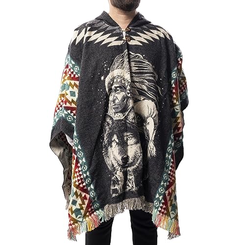 Image of Gamboa Mexican Poncho for Men - Alpaca Wool