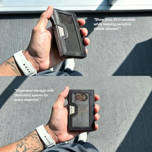 Image of Tactical Mens Wallet, RFID NFC Blocking Pop Up Card Holder, 1.3cm Ultra Slim Space Aluminum Minimalist Money Clip Wallet for Men With ID Window Gray