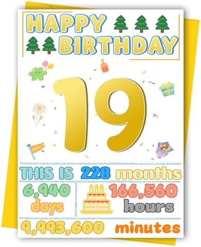 19th Birthday Card, Happy Birthday Decorations for Her Him, 19 Year Old Ideal Bday Gift for Daughter Son, Amazing Gift for Grandson Granddaughter