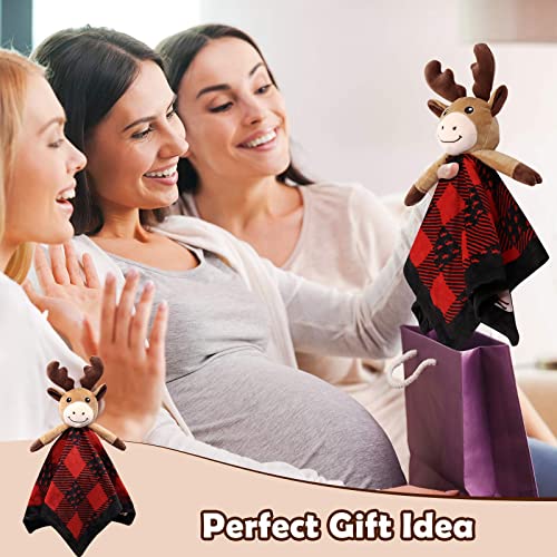 Eunikroko Moose Baby Lovey For Babies Animal Security Blanket Unisex Baby Snuggly Buffalo Plaid Animal Face Soft Bedding Plush Kids Baby Lumberjack Nursery Baby Shower Blanket Gift Ideas #TOP5
