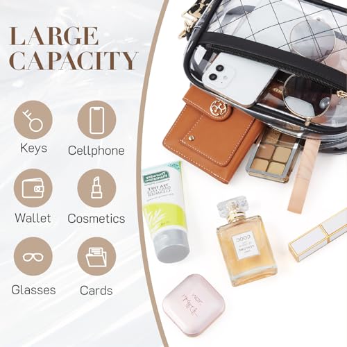 Image of Missnine Clear Bag for Stadium Events Quilted Clear Purse for Women Stadium Approved PVC Crossbody Concert Bag