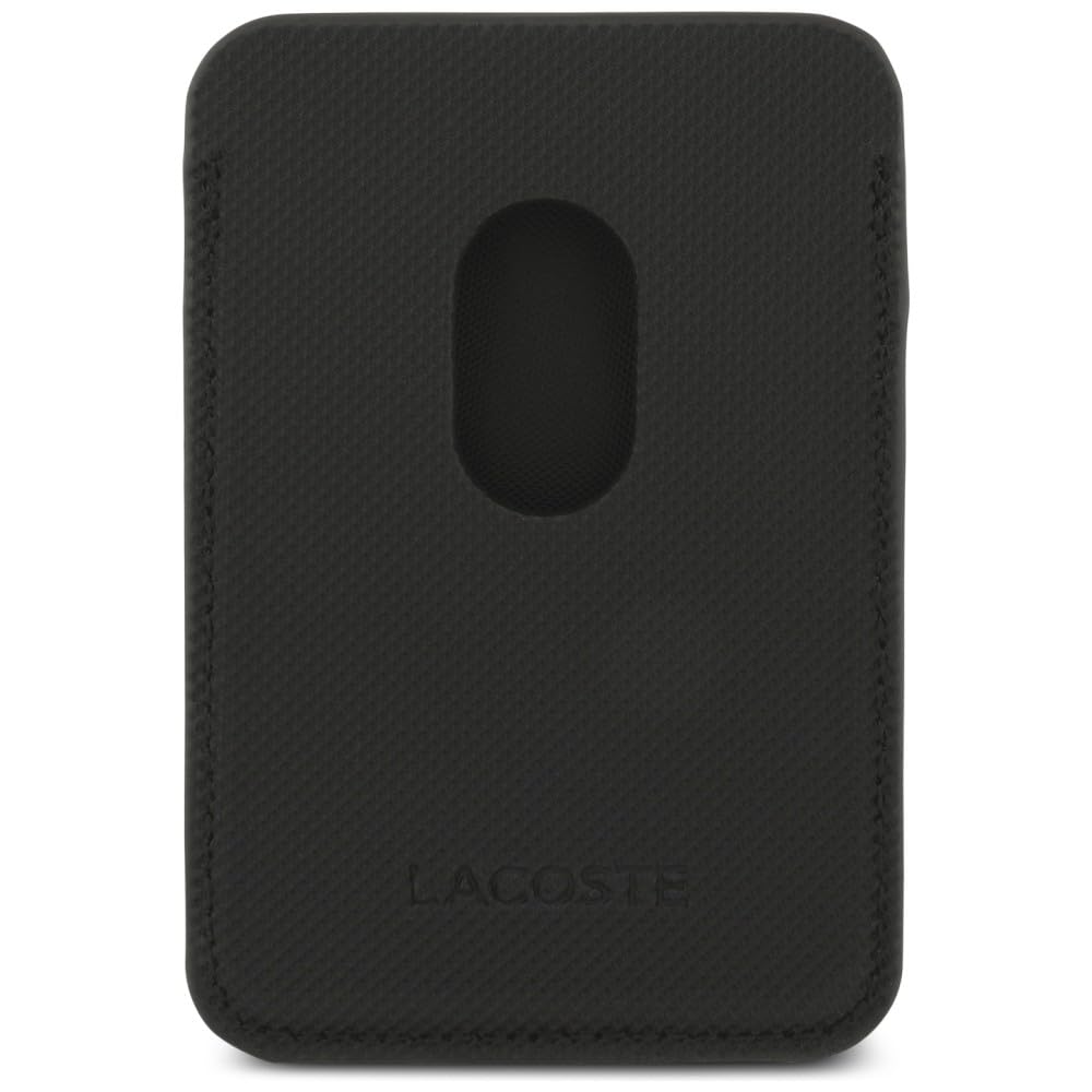 Lacoste - Cartera para Tarjetas, Compatible con MagSafe, Almacenamiento de Tarjetas, Tarjetero, piqué pequeño, Piel sintética, Color Negro