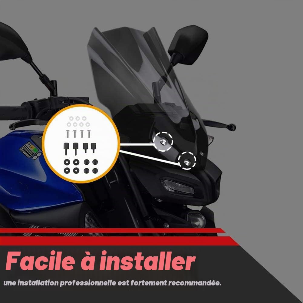 Pare-Brise Avant de Moto Écran de Protection Pare-Brise pour Y-amaha MT 125 MT 125 MT-125 2015 2016 2017 2018 2019 Déflecteur d'air Moto (Fumée)