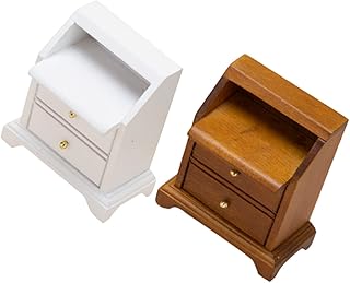Outanaya 2 Pçs Armário De Casa De Bonecas Mini Armários Mini Mesa Lateral Para Crianças Mesa De Noite Casa De Bonecas Decoração De Quarto Acessórios De Casa De Bonecas Armário De Cabine De