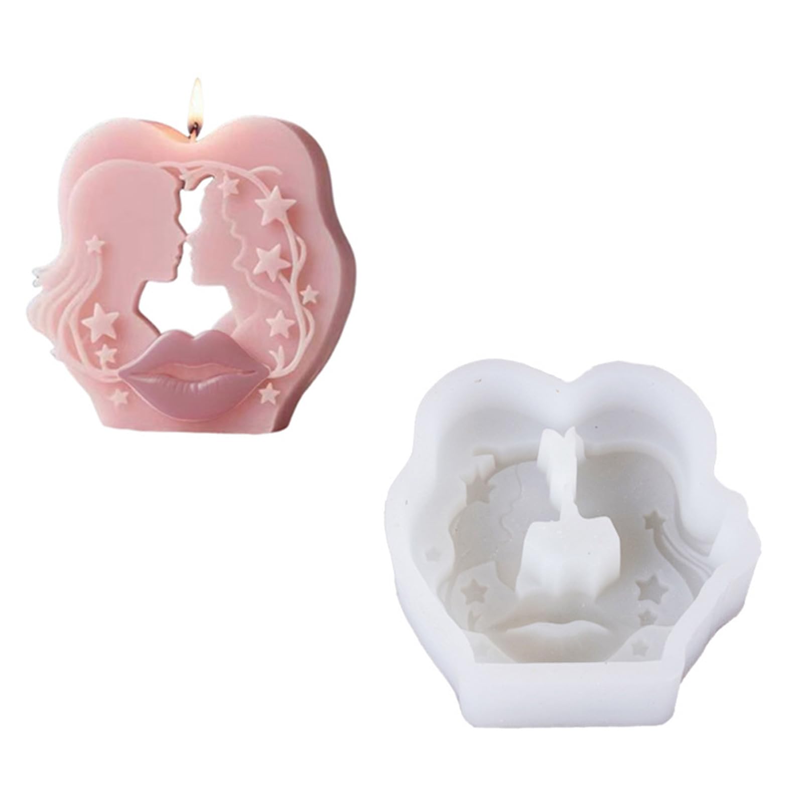 Xjdzineq Couple Kiss Lips Silicone for Making, Epoxy Resin Casting, Baking & Plaster Casting Cake Decoration Tool Silicone