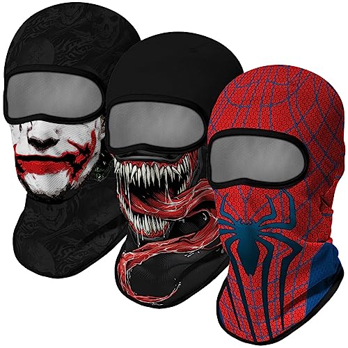 Red Plume 3PCS Balaclava Full Face Mask Ski Mask UV Protection Cover Motorcycle Full Face Mask for Men Women Outdoor Sports - Image 3