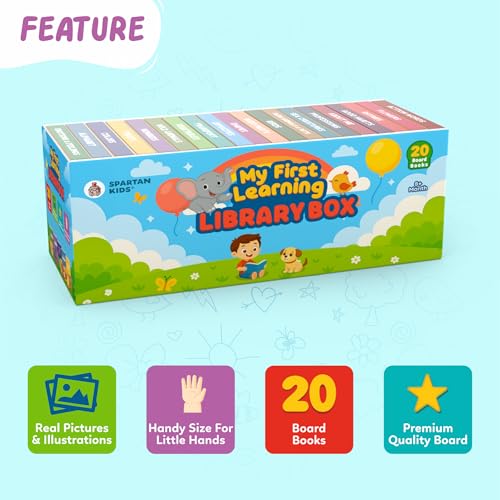 Image of My First Library Box Set of 20 Board Books for Toddlers & Kids 1-5 Years | ABC, 123 Numbers, Wild Animals, Colors, Shapes & More | Durable Early Learning Preschool Books Gift Set for Boys & Girls
