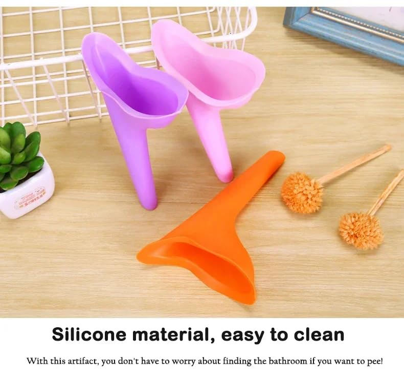 Female Urination Device, Reusable Female Urinal Silicone Women Pee Funnel Allows Women to Pee Standing Up, Portable Womens Urinal is The Perfect Companion for Camping,Outdoor,Travel (3 PCS Pink)