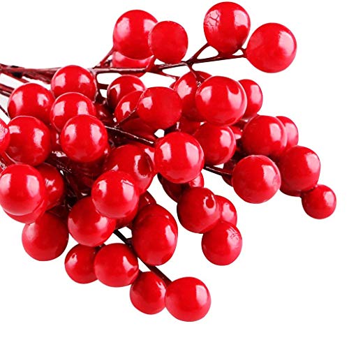 IFOYO - Paquete de 10 tallos artificiales de bayas rojas para decoración de árboles de Navidad, manualidades, vacaciones y decoración del hogar, 7.28 pulgadas Cover