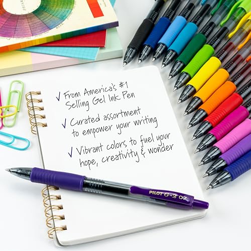 Image of Pilot G2 Premium Gel Roller Pens, Rainbow Gel Pens, G2 Rainbow Colors Pack, 15 Pack Pouch, Fine Point 0.7 mm, Assorted