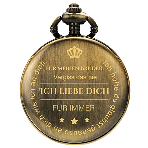Taschenuhr mit Gravur Kette Herren Schwarz Geschenk zum Geburtstag Vatertag Bruder