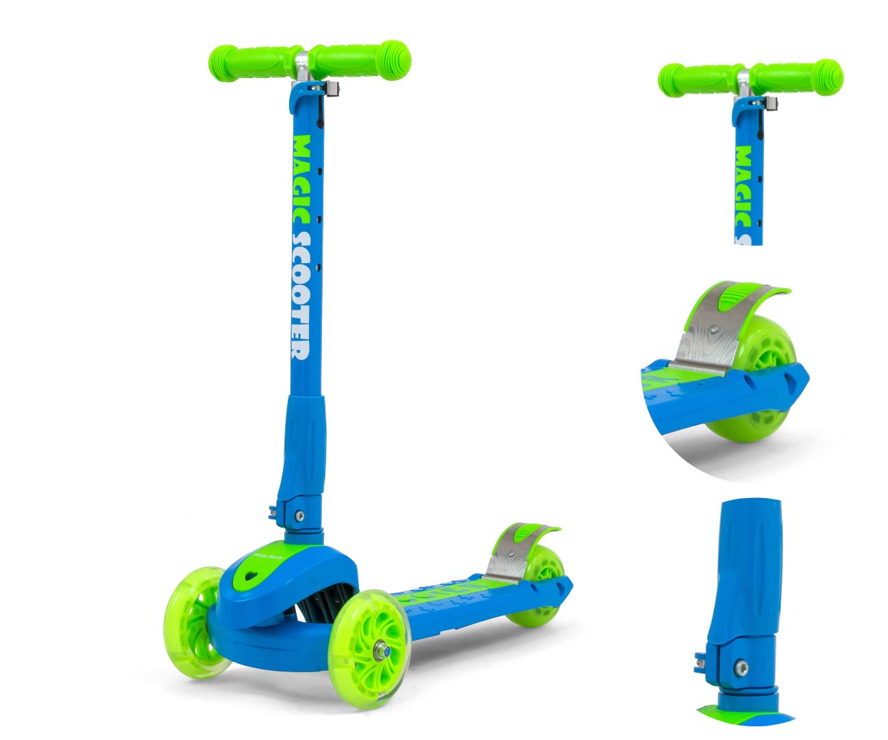 Hulajnoga trójkołowa balansowa składana koło LED Scooter Magic Blue-Green Milly Mally