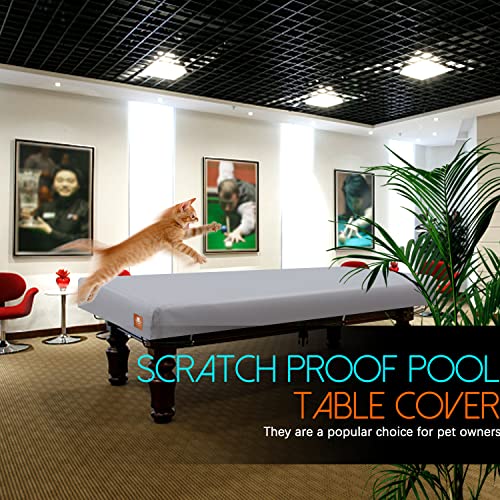 Pool Table Cover 7ft,Heavy Duty 600D Canvas Cloth,7 Foot Billiards Table Covers,Waterproof Tear-Resistant Scratch-Proof,Indoor Outdoor Protection Accessories,92Lx52Wx8H Inch-Light Grey - Image 5