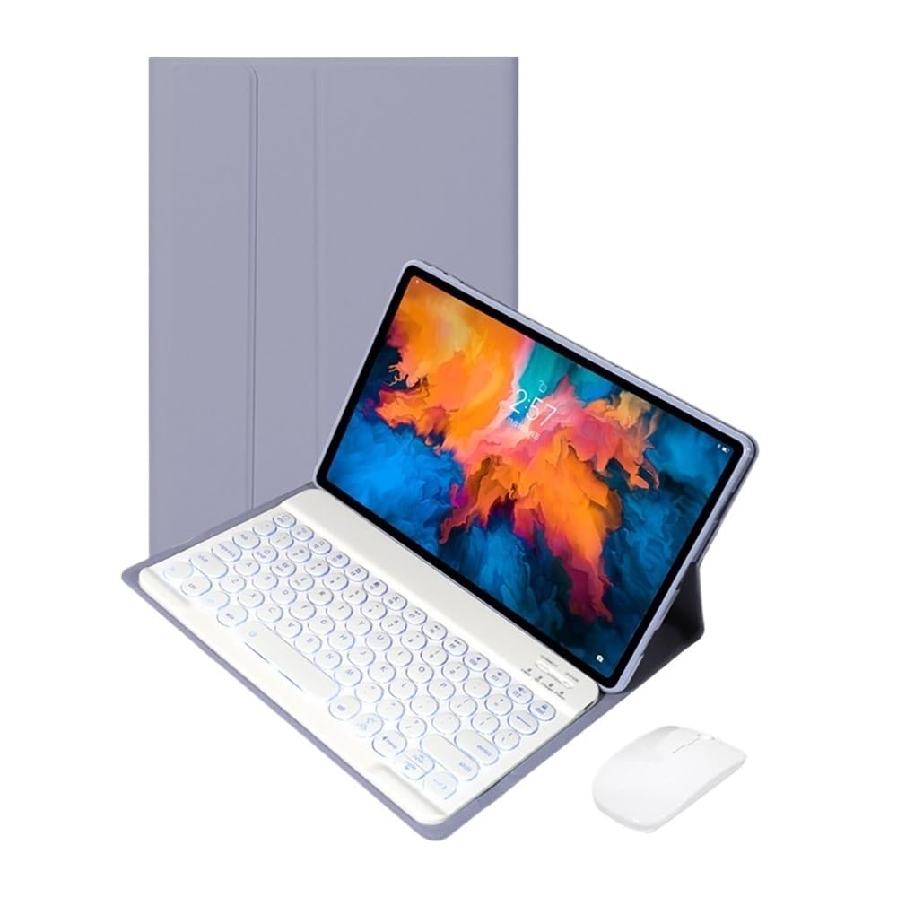 Teclado Krycap retroiluminado con funda redonda de cuero para Xiaomi Pad 7Pro y ratón inalámbrico 7