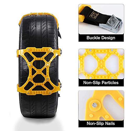 Car Snow Chains - Premium Quality Strong Durable All Season Anti-Skid Car, SUV, and Pick Up Patterned Tire Chains for Emergencies and Road Trip