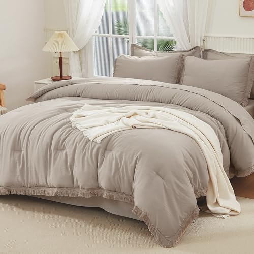 Andency King Comforter Set, 7 Pieces Wheat Green Bedding