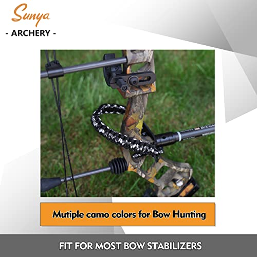 Sunya Archery Bow Wrist Sling, 550 Paracord Strap Comfortable On Hand.100% Full Grain Leather Yoke, Multiple Camo Colors.fit Compound Bow Stabilizer & Recurve. (Winterfell Camo 24) #TOP1
