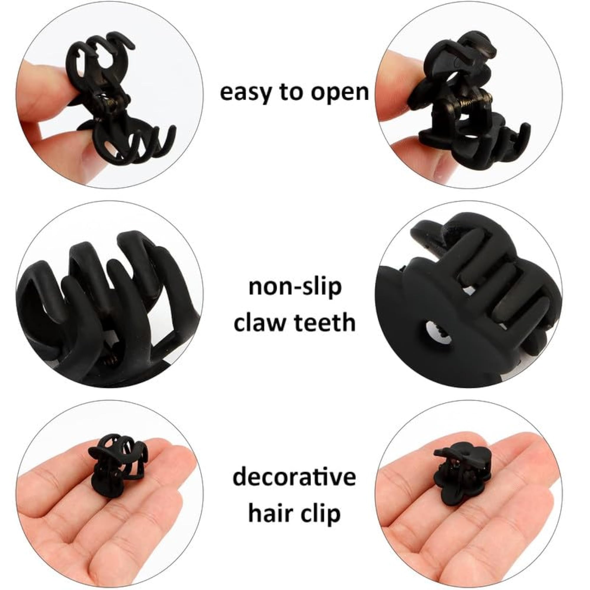 12 pcs Black Hair Clips Mini Claw Clips, Cute Gift Set