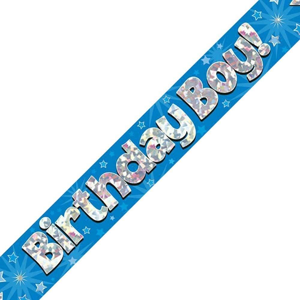Birthday Boy Blue Birthday Party Foil Banner Pennant Age
