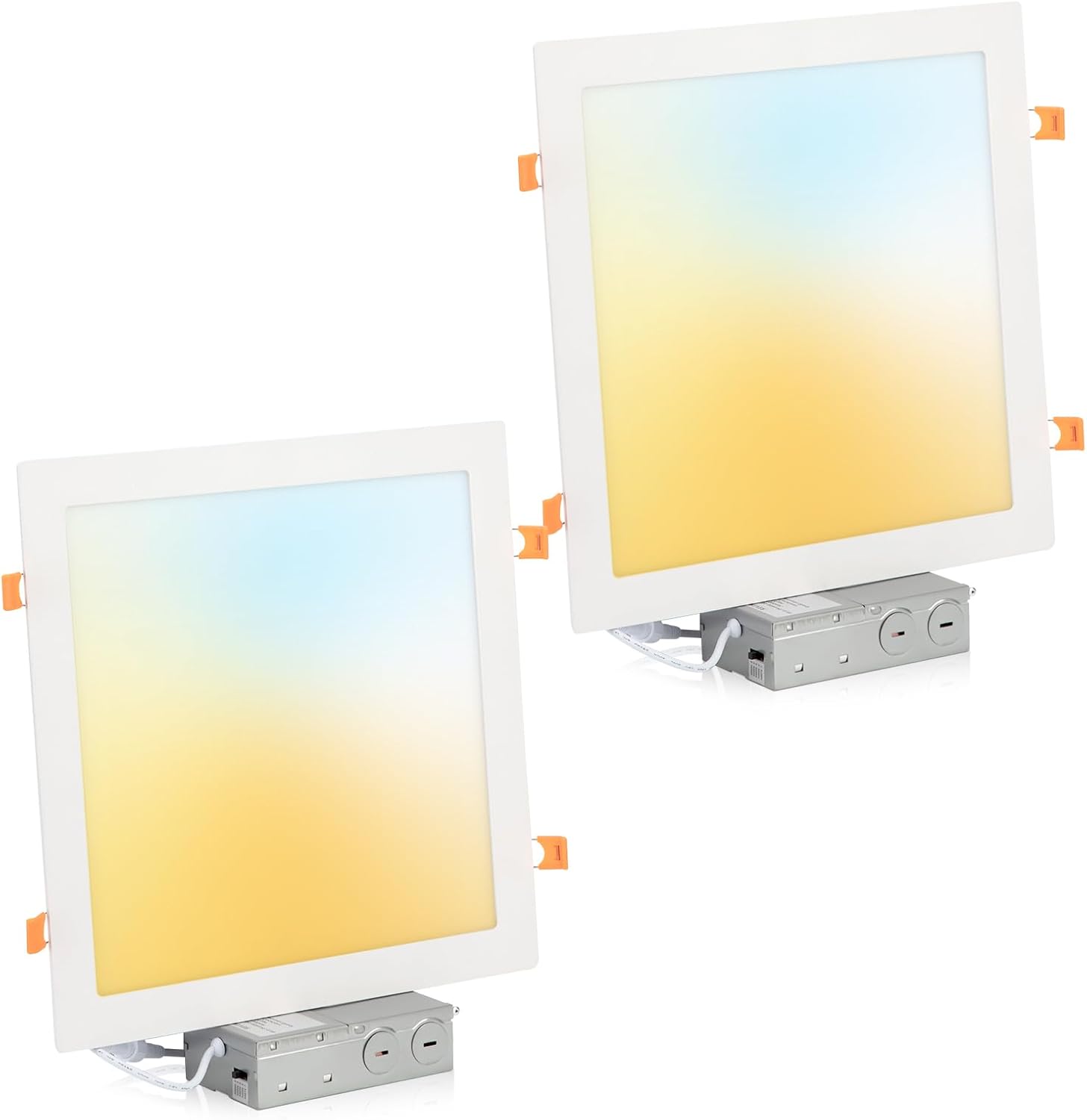 11 Inch Square LED Recessed Ceiling Light 5CCT for Kitchen Retrofit, Ultra Thin Canless Wafer Downlight Damp Rated for Bathroom, 24W Dimmable 1920LM for Living Room ETL FCC