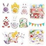 18 Pack Easter Candy Cards with Plastic Domes, Bulk Bunny Chocolate Card Holder DIY Bunnies Eggs Chick Card Candy Holder, Greeting Cards Gift for School Class Spring Party Favors