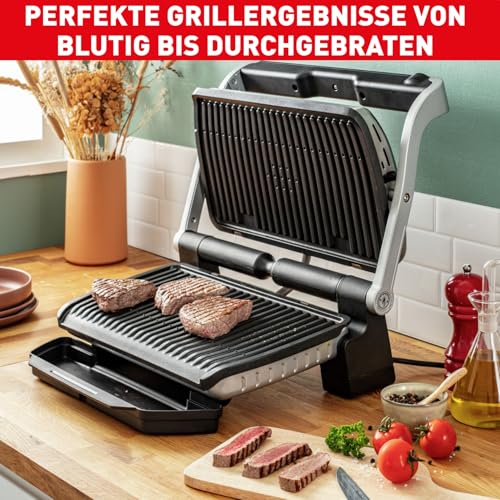 Foto von Tefal OptiGrill+ XL Kontaktgrill, 9 Programme, manueller Modus, 200 W, Garstufenanzeige, Dickemessung, Abnehmbare XL-Platten, Elektrogrill, Edelstahl, GC722D16