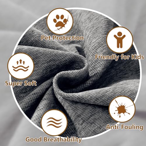Sofaüberzug Wasserdicht, Sofabezug 1/2/3/4-Sitzer, Kratzfest Hund Katze Couchüberzug, Sofabezug für U-Form L-Form Sektionssofa, Haustierfreundlich & Beidseitig Verwendbar, 180 * 300 cm, Dunkelgrau