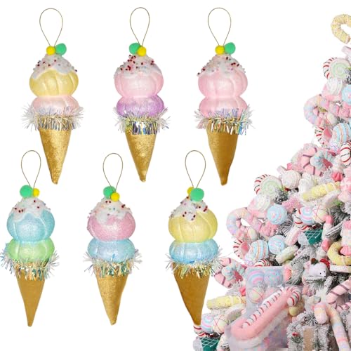 LANGXUN 6 STK. Candy Land 2025 Weihnachtsbaumdeko, Party Deko Hänger Zuckerstock Weihnachtsschmuck Handwerk (17cm EIS) – Ansicht 1
