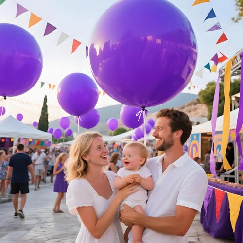 Image of Purple Balloons 9pcs, 36 Inch Large Balloons for Garland or Arch as Party Wedding Baby Shower Decorations
