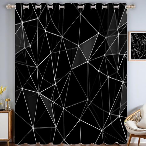 Rideau occultant géométrique noir isolant pour chambre et salon lot de 2