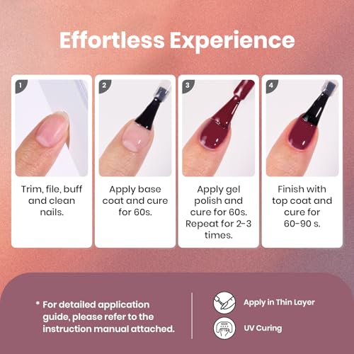Image of Beetles Gel Nail Polish Set - 6PCS Burgundy Purple Glitter Nude Plum Gold Gel Nail Polish Kit Soak Off UV LED Terra Dusk Colors DIY Home Salon Gift for Women