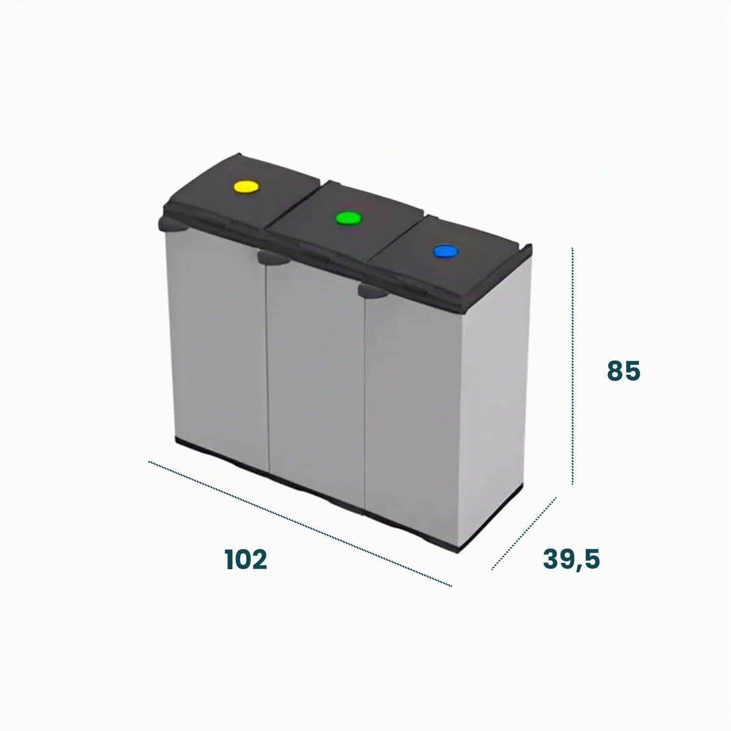 Avilia Mueble cubo de basura con 3 porta bolsas para recogida selectiva – Cubo de basura con capacidad 80/110 l