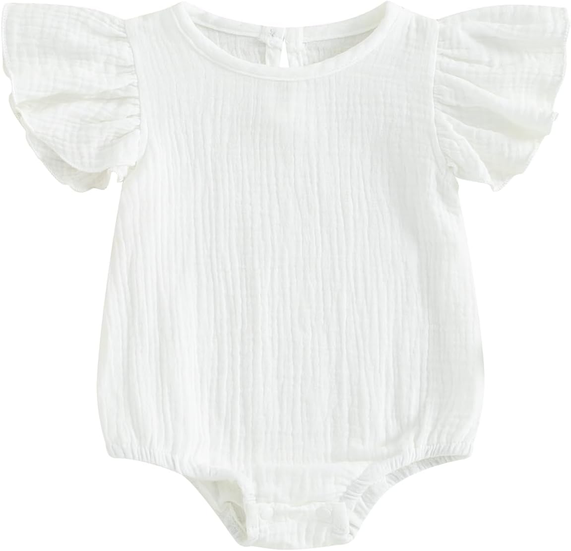 Newborn Infant Baby Girl Fly Sleeve Solid Ruffle Romper Bubble Bodysuit Jumpsuit Casual Clothes One Piece Outfit