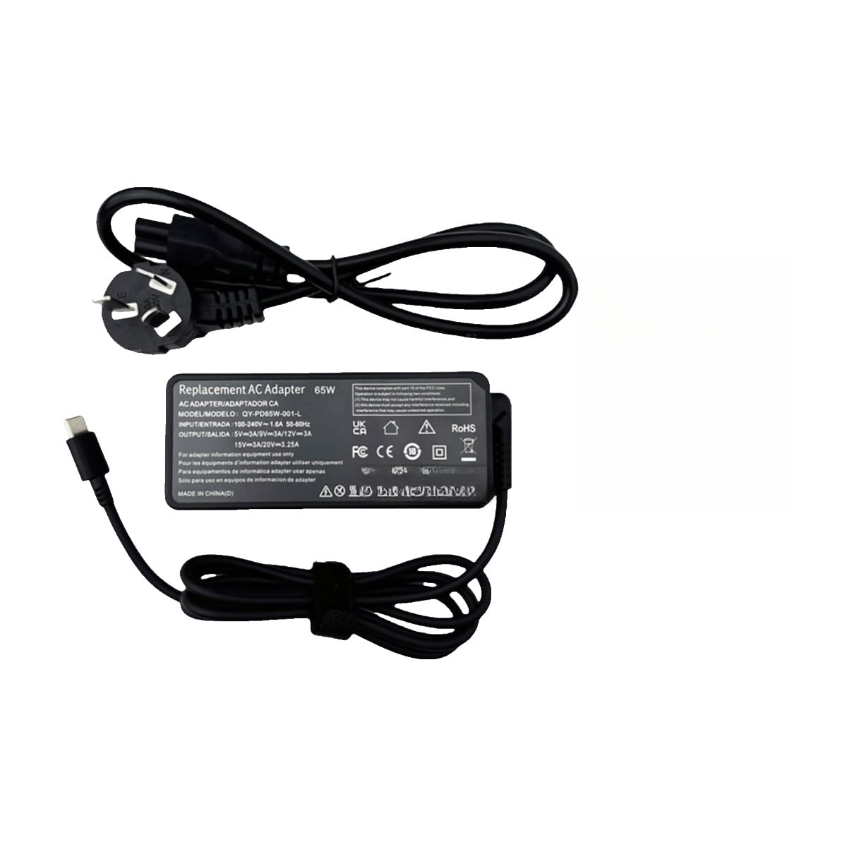 Cargador 65W Tipo C y conector cuadrado de 20V 3.25A para portátil 2