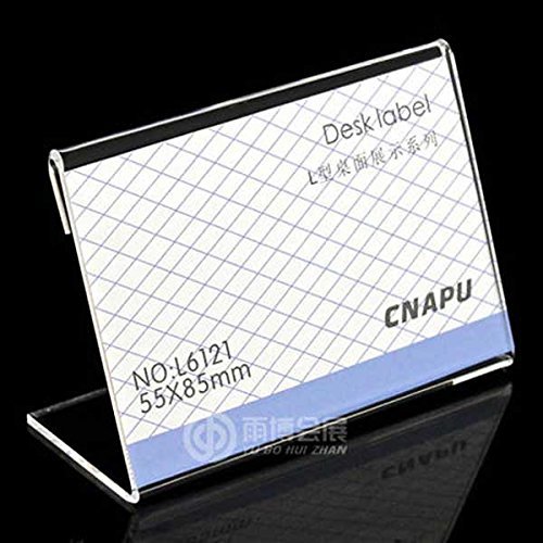 Airgoesin 20pcs Acrylic Sign Display Holder Price Name Card Label Stand Small 55x85mm