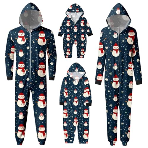 Oncem Pijama familiar informal de manga larga con capucha para vacaciones, mono familiar, pijama a juego, 06 azul., M