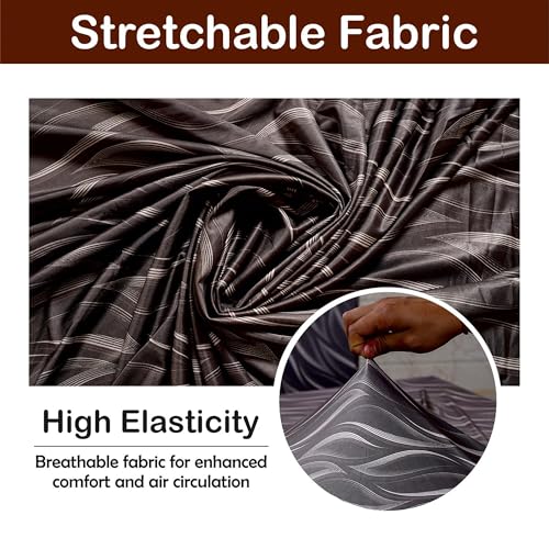 Image of ELEGANTA Stretch Boss Office Chair Cover Printed Computer Chair Covers with Armrest Cover Universal Removable Spandex Rotating Chair Slipcovers Soft Desk Chair Seat Protector Brown Leaf (Pack of 1)