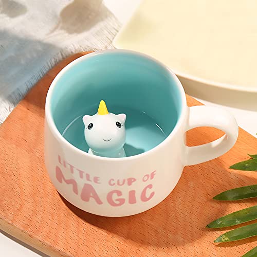 LOZACHE Taza de cerámica con diseño de unicornio 3D, hecha a mano, regalo para cumpleaños, mujeres, niñas, novia (unicornio)