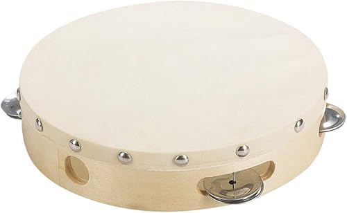 Miniatura 2 de Tosnail - Paquete de 2 panderetas de mano de madera de 8 pulgadas  5 pares de jingles