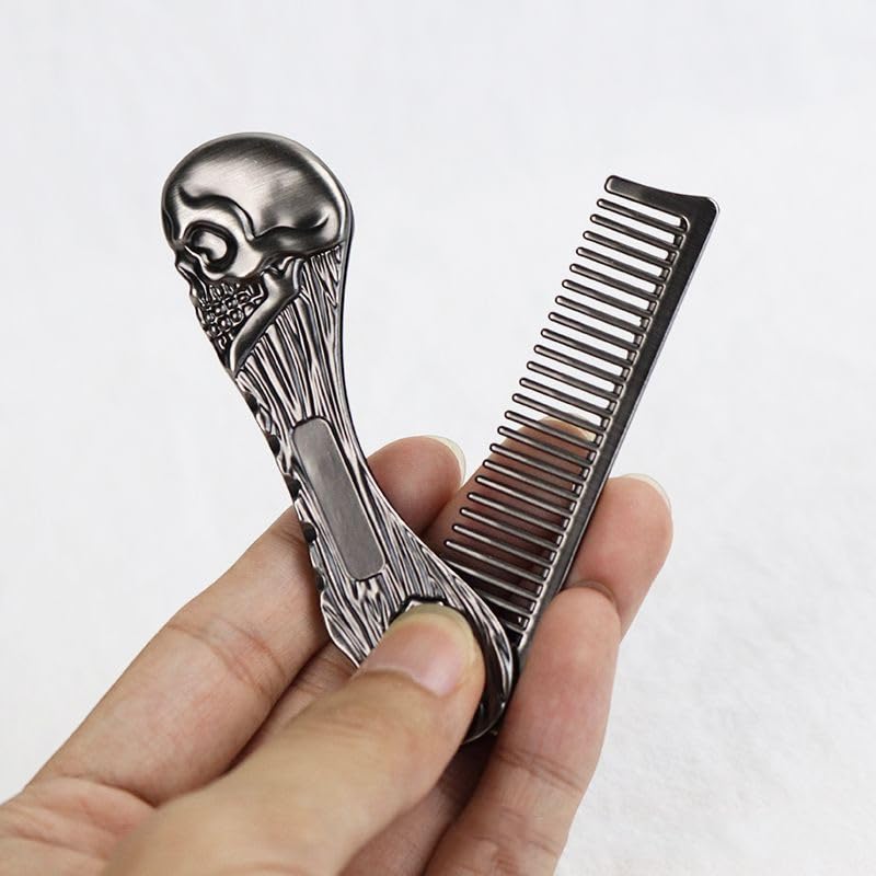 2 peines plegables de bolsillo estilo calavera miniatura 4