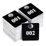 Zilpoo 2 Sets – Plastic Numbered Tags, Coat Room Checks, Reusable Coatroom Hanger Claim Tickets, 2 Sets of 100 Consecutive Numbers (001-100)