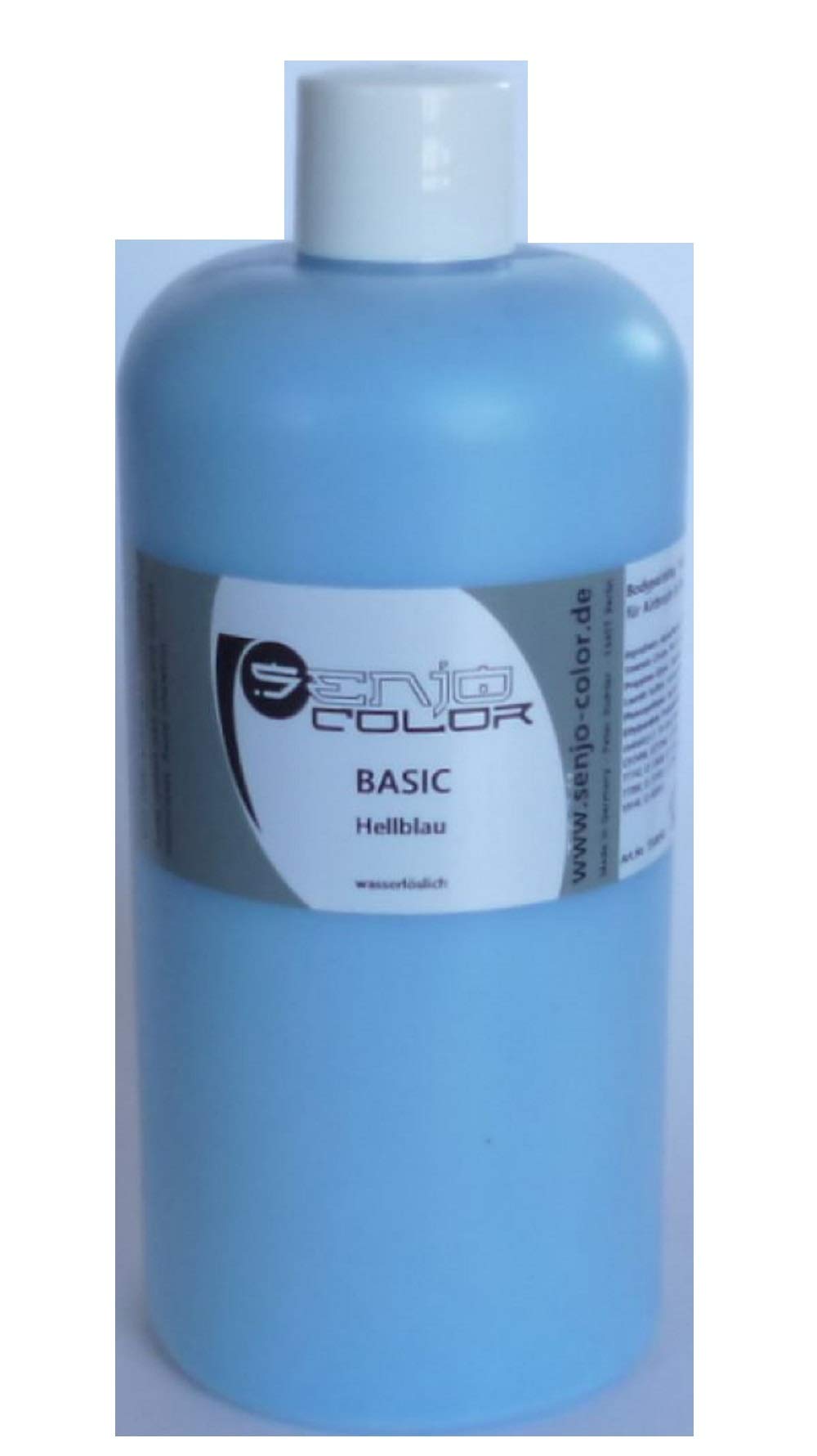 Senjo Color Basic Bodypainting Farben I Kosmetische Körperfarbe wasserlöslich | Liquid für Airbrush und Pinsel I 500ml Hellblau