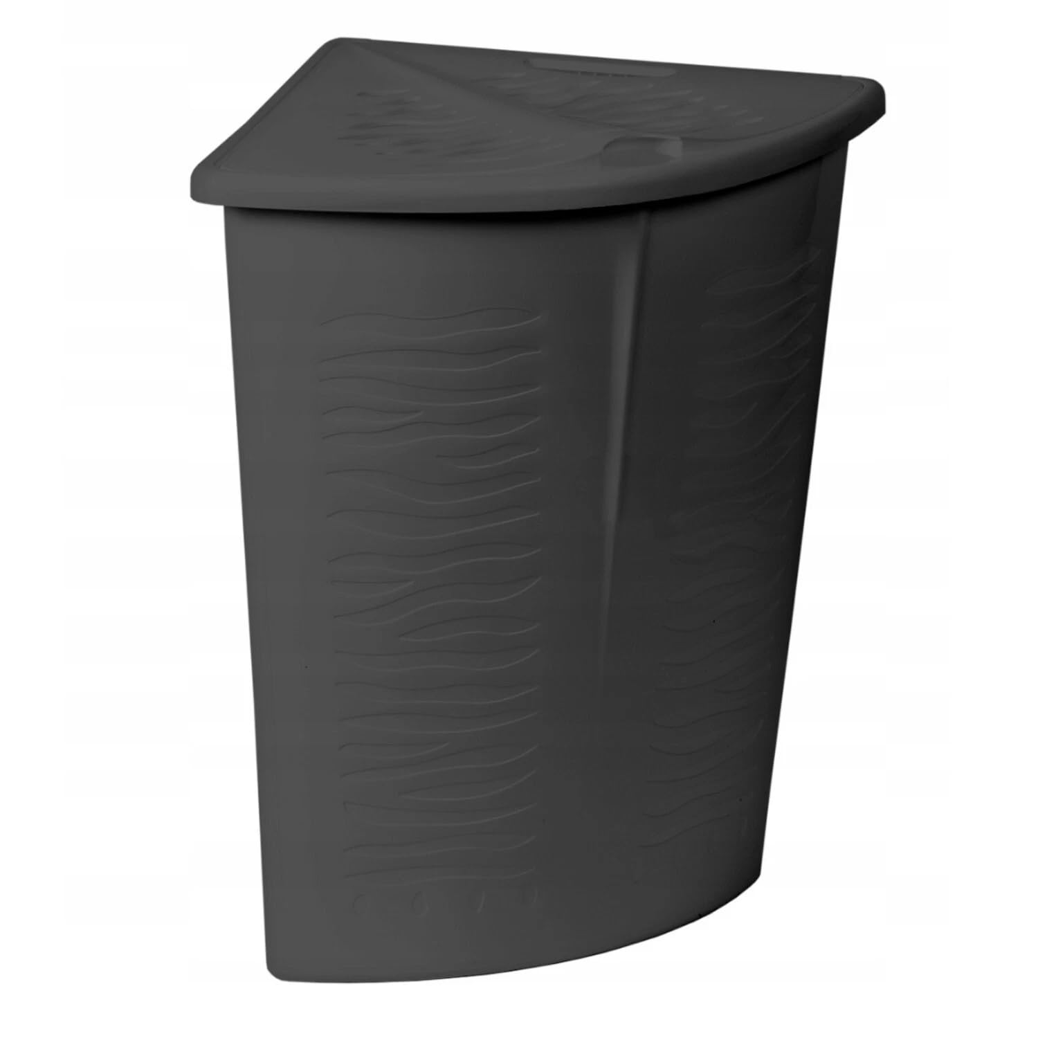 Zebra Corner Laundry Hamper with Lid - Space Saving Plastic Laundry Basket for Bathroom or Utility Room - 45 Litre Triangular Washing Bin (Anthracite)