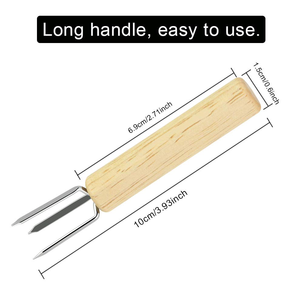 8 pcs Pinchos para Mazorcas de Maíz Tenedores para Barbacoa Acero Inoxidable para Maíz Soporte para Mazorcas de Maíz agarra maiz con Mango de Madera para Barbacoa/Cocina/Fiesta, 10cm de Largo