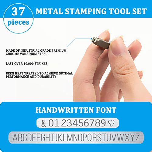 BESTNULE Number and Letter Stamp Set (A-Z, 0-9 and “&”, “Love” Symbol), Industrial Grade Hardened Carbon Steel Metal Characters, Perfect for Imprinting Metal, Wood, Plastic, Leather, (1/8”, 3mm)