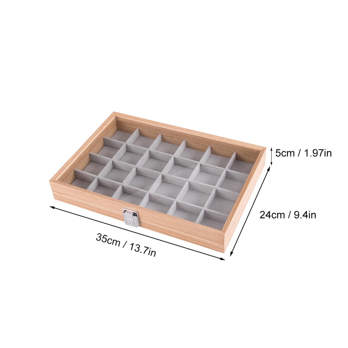 Caja de Almacenamiento de Joyas Organizador Multifunción Rejillas y Ventana Transparente para Pendientes, Anillos y Collares, Adecuado para Viaje y Exhibición en Mostrador