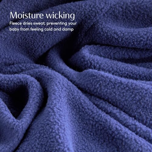 Image of SleepingBaby Zipadee-Zip Fleece Transition Swaddle - Arms-Out Wearable Blanket for Baby Sleep, Soft Breathable Fleece 0.8 TOG - Navy, Medium (6-12 Month)