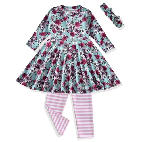 Image of Toddler-Girls-Fall-Clothes-Set Little Girls Highlow Tunic Tops+Leggings Outfit Boutique Clothing