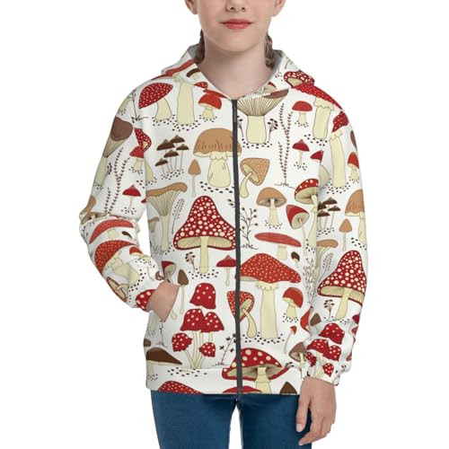 Cartoon Mushrooms Kid Hoodies Boys Zip Up Sweatshirts Girls Pullover with Pocket3